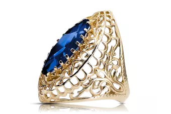 Szafir 14k żółte złoto Pierścionek Vintage vrc090y